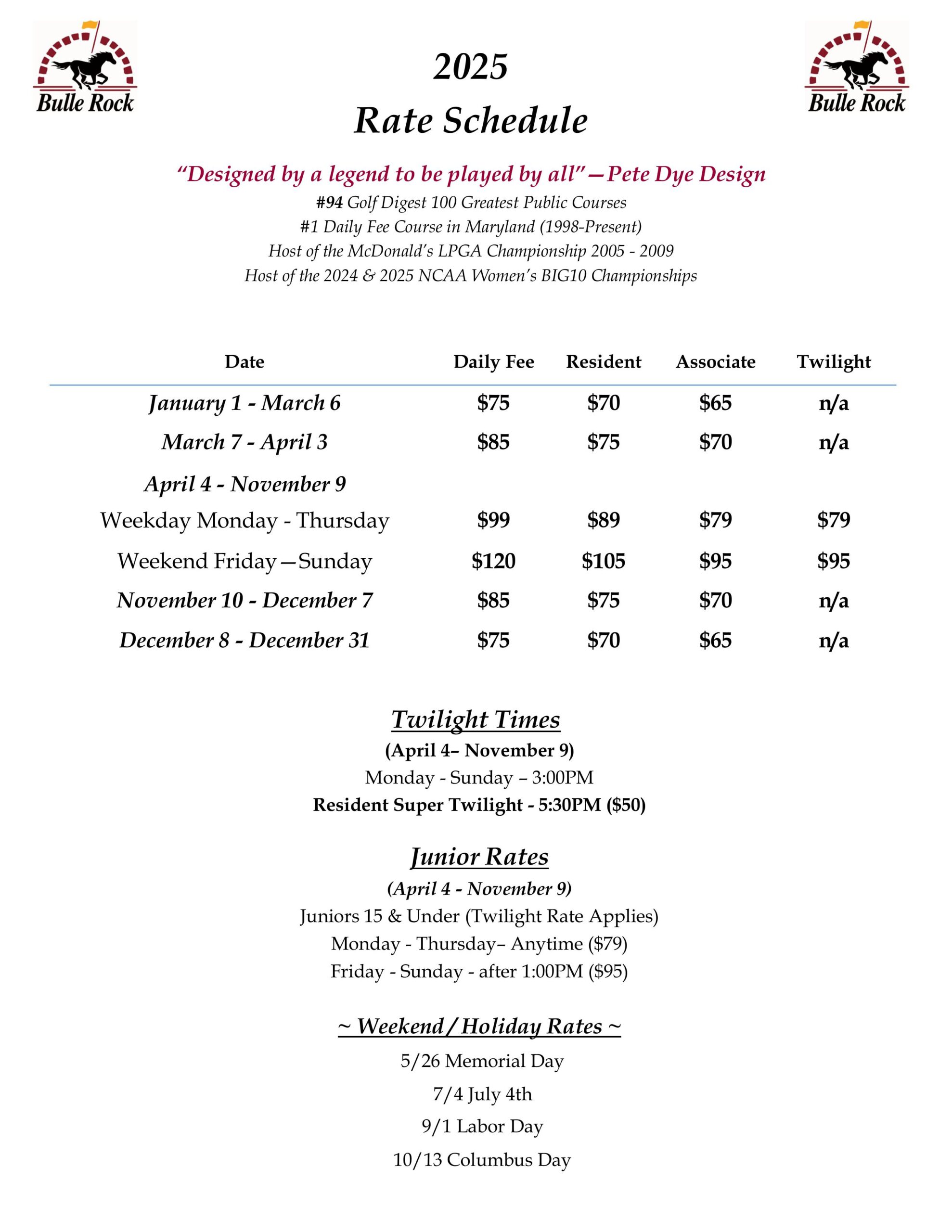 Rate Schedule 2023